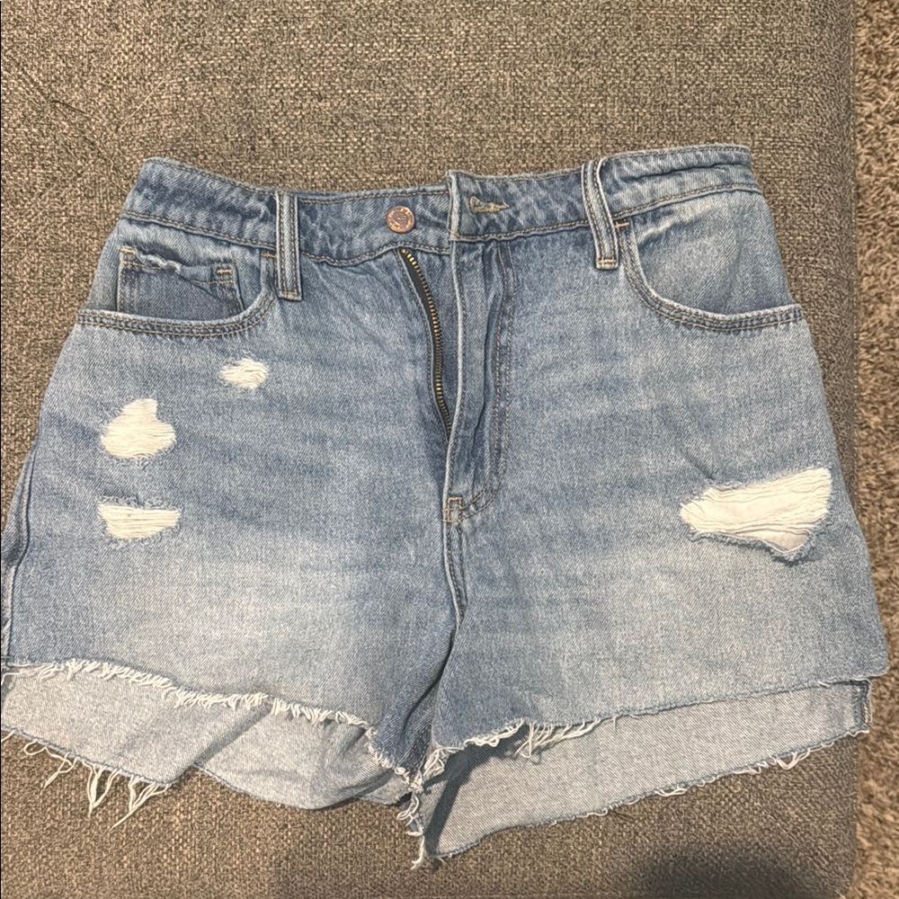 Hollister Blue Jean Shorts Distressed High-Waisted
